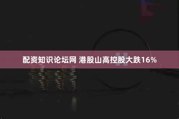 配资知识论坛网 港股山高控股大跌16%